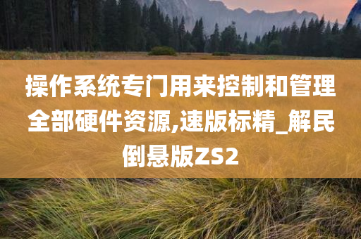 操作系统专门用来控制和管理全部硬件资源,速版标精_解民倒悬版ZS2