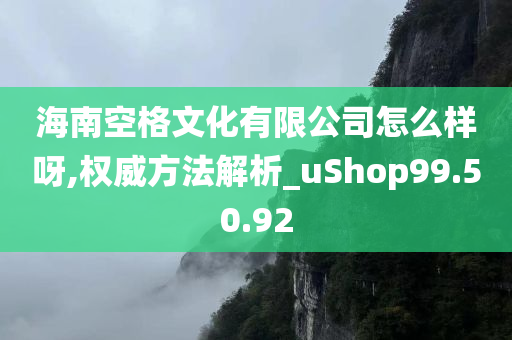 海南空格文化有限公司怎么样呀,权威方法解析_uShop99.50.92