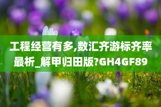 工程经营有多,数汇齐游标齐率最析_解甲归田版?GH4GF89