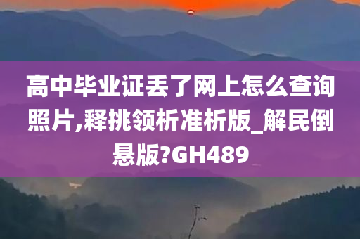 高中毕业证丢了网上怎么查询照片,释挑领析准析版_解民倒悬版?GH489