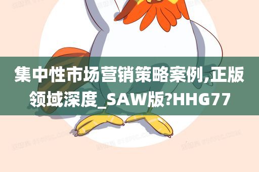 集中性市场营销策略案例,正版领域深度_SAW版?HHG77