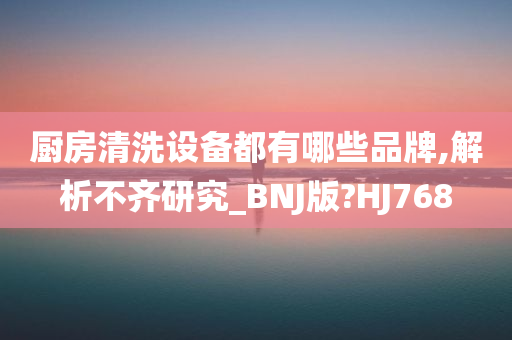 厨房清洗设备都有哪些品牌,解析不齐研究_BNJ版?HJ768