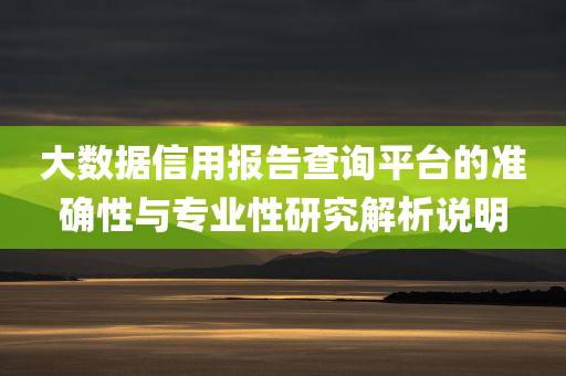 大数据信用报告查询平台准确吗是真的吗