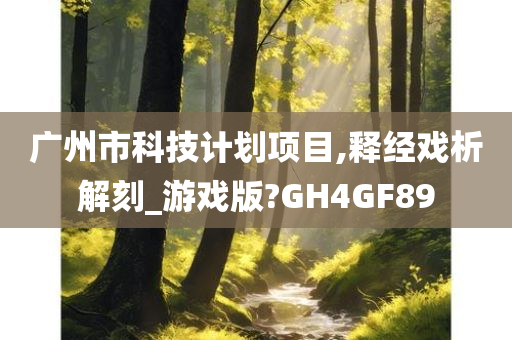 广州市科技计划项目,释经戏析解刻_游戏版?GH4GF89