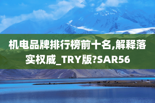 机电品牌排行榜前十名,解释落实权威_TRY版?SAR56