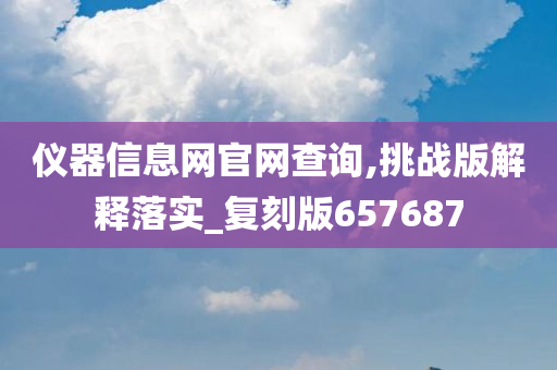 仪器信息网官网查询,挑战版解释落实_复刻版657687