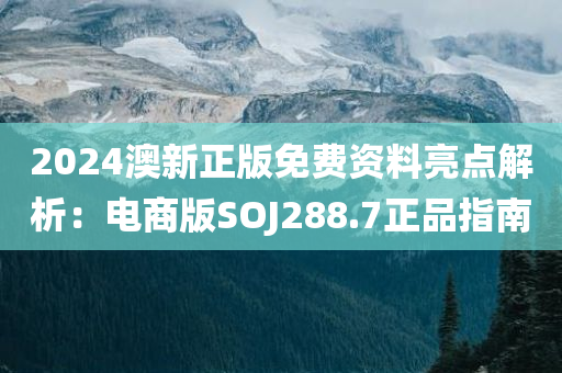 2024澳新正版免费资料亮点解析：电商版SOJ288.7正品指南