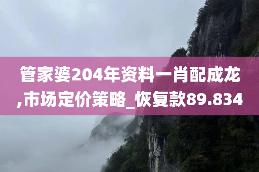 管家婆204年资料一肖配成龙,市场定价策略_恢复款89.834