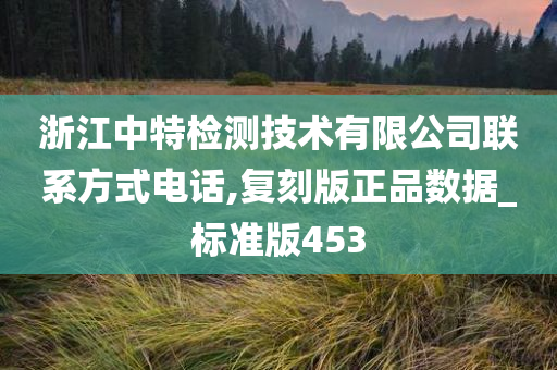 浙江中特检测技术有限公司联系方式电话,复刻版正品数据_标准版453