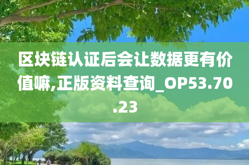 区块链认证后会让数据更有价值嘛,正版资料查询_OP53.70.23