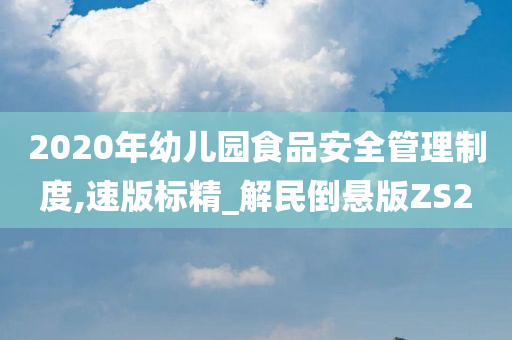 2020年幼儿园食品安全管理制度,速版标精_解民倒悬版ZS2