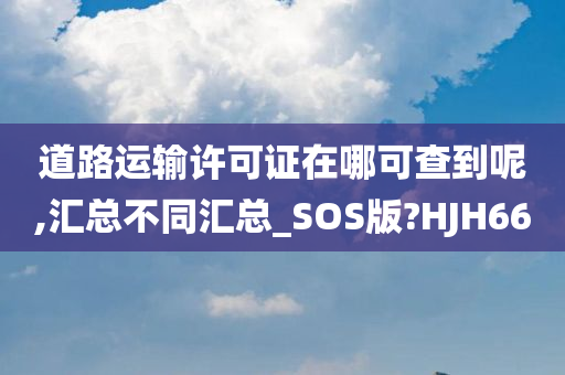 道路运输许可证在哪可查到呢,汇总不同汇总_SOS版?HJH66