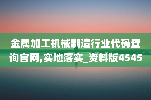 金属加工机械制造行业代码查询官网,实地落实_资料版4545