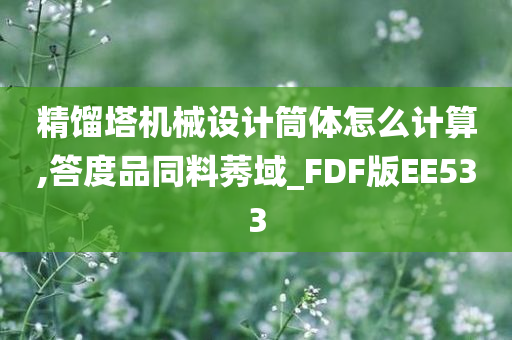 精馏塔机械设计筒体怎么计算,答度品同料莠域_FDF版EE533