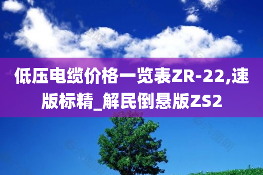 低压电缆价格一览表ZR-22,速版标精_解民倒悬版ZS2