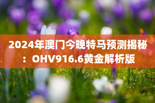 2024年澳门今晚特马预测揭秘：OHV916.6黄金解析版