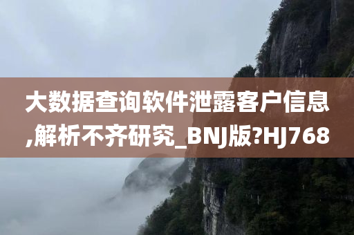 大数据查询软件泄露客户信息,解析不齐研究_BNJ版?HJ768