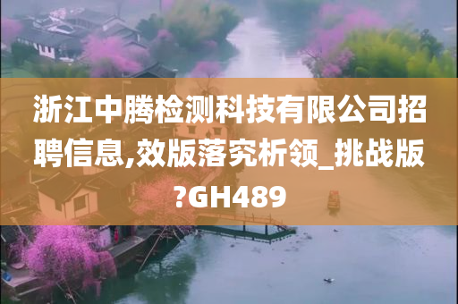 浙江中腾检测科技有限公司招聘信息,效版落究析领_挑战版?GH489