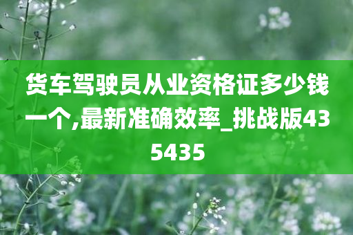 货车驾驶员从业资格证多少钱一个,最新准确效率_挑战版435435