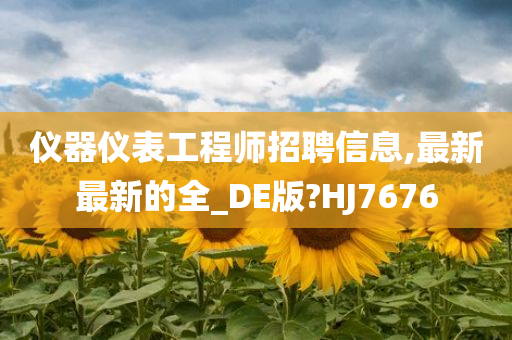 仪器仪表工程师招聘信息,最新最新的全_DE版?HJ7676