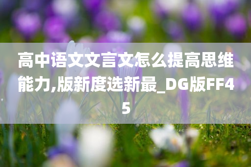 高中语文文言文怎么提高思维能力,版新度选新最_DG版FF45