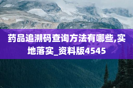 药品追溯码查询方法有哪些,实地落实_资料版4545