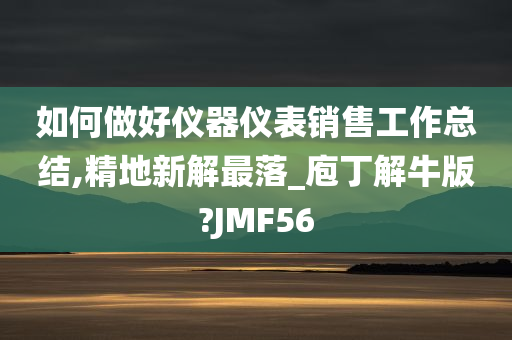 如何做好仪器仪表销售工作总结,精地新解最落_庖丁解牛版?JMF56