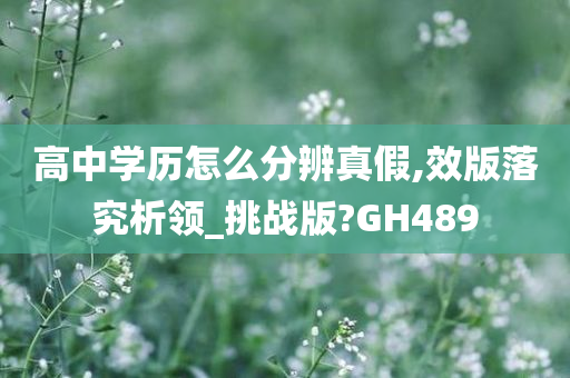 高中学历怎么分辨真假,效版落究析领_挑战版?GH489