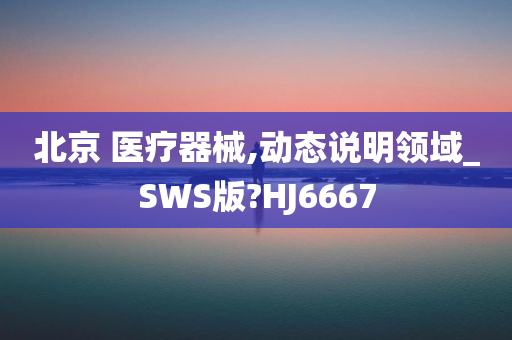 北京 医疗器械,动态说明领域_SWS版?HJ6667