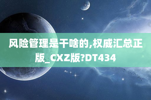 风险管理是干啥的,权威汇总正版_CXZ版?DT434