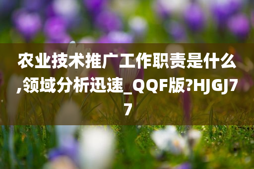 农业技术推广工作职责是什么,领域分析迅速_QQF版?HJGJ77