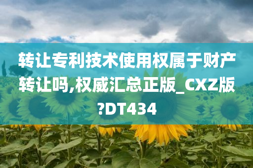 转让专利技术使用权属于财产转让吗,权威汇总正版_CXZ版?DT434