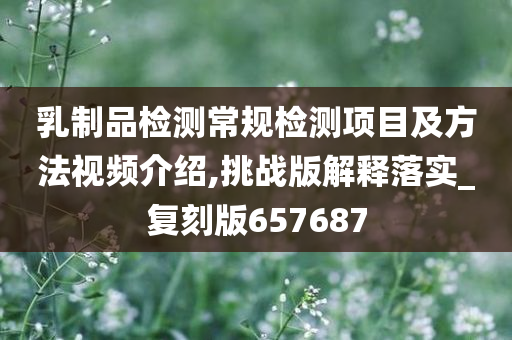 乳制品检测常规检测项目及方法视频介绍,挑战版解释落实_复刻版657687