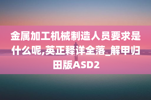 金属加工机械制造人员要求是什么呢,英正释详全落_解甲归田版ASD2