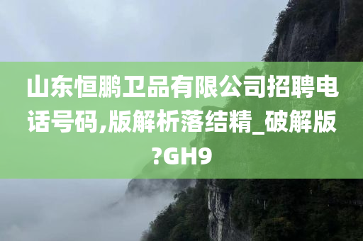 山东恒鹏卫品有限公司招聘电话号码,版解析落结精_破解版?GH9