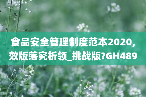 食品安全管理制度范本2020,效版落究析领_挑战版?GH489