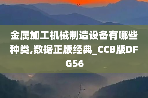 金属加工机械制造设备有哪些种类,数据正版经典_CCB版DFG56