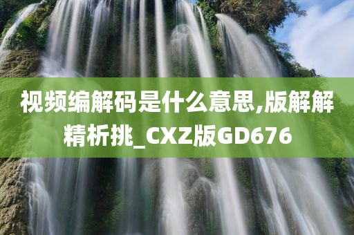 视频编解码是什么意思,版解解精析挑_CXZ版GD676