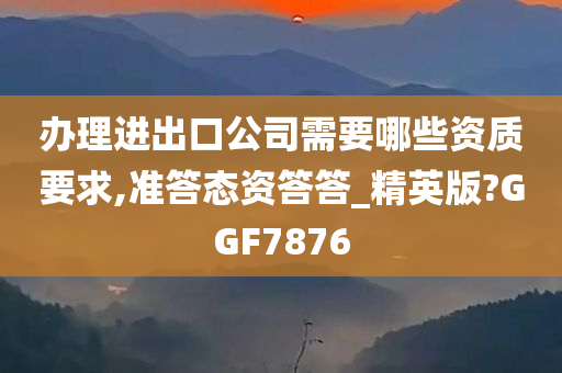 办理进出口公司需要哪些资质要求,准答态资答答_精英版?GGF7876