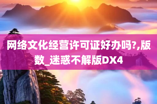 网络文化经营许可证好办吗?,版数_迷惑不解版DX4