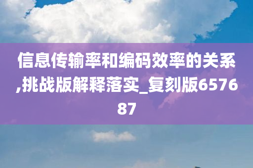 信息传输率和编码效率的关系,挑战版解释落实_复刻版657687