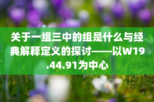 关于一组三中的组是什么与经典解释定义的探讨——以W19.44.91为中心