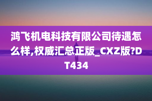 鸿飞机电科技有限公司待遇怎么样,权威汇总正版_CXZ版?DT434