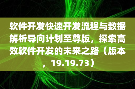 软件开发快速开发流程与数据解析导向计划至尊版，探索高效软件开发的未来之路（版本，19.19.73）