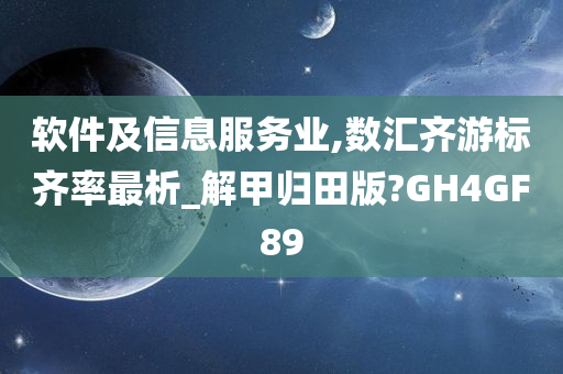 软件及信息服务业,数汇齐游标齐率最析_解甲归田版?GH4GF89