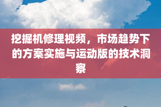 挖掘机修理视频，市场趋势下的方案实施与运动版的技术洞察