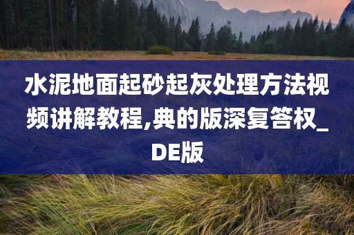 水泥地面起砂起灰处理方法视频讲解教程,典的版深复答权_DE版