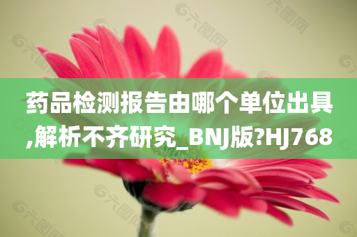 药品检测报告由哪个单位出具,解析不齐研究_BNJ版?HJ768