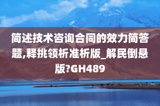 简述技术咨询合同的效力简答题,释挑领析准析版_解民倒悬版?GH489