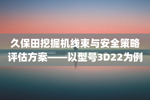 久保田挖掘机线束与安全策略评估方案——以型号3D22为例